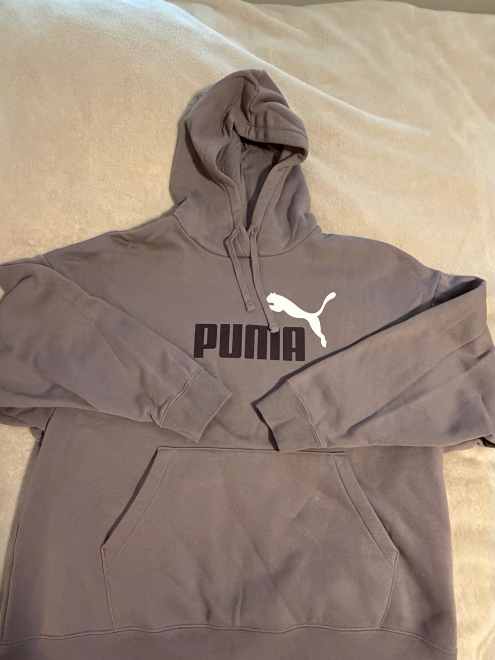 Puma Womens Hoodie with White Logo - Gray